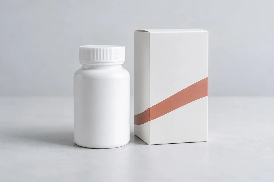 Illustrative unbranded packaging for product information